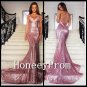Spaghetti Straps Backless Sequined Prom Dresses, Dresses for Prom