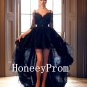High Low Beaded Long Sleeve Prom Dresses, Dresses for Prom