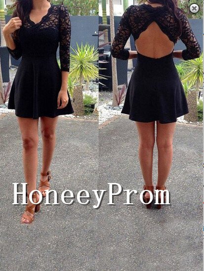Long Sleeve Backless Short Prom Dresses, Dresses for Prom