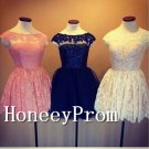 Scoop Short Lace Prom Dresses, Dresses for Prom