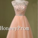 Elegant A-line Scoop V-Back Prom Dresses, Dresses for Prom