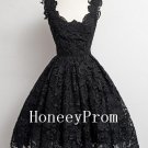 Vintage Little Black Lace Prom Dresses, Dresses for Prom