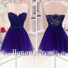 Sweetheart Sleeveless Short Tulle Belt Prom Dresses, Dresses for Prom