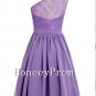 One-shoulder Chiffon Short Purple Prom Dresses, Dresses for Prom