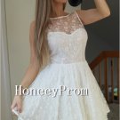 Pretty Short White Lace Prom Dresses, Dresses for Prom
