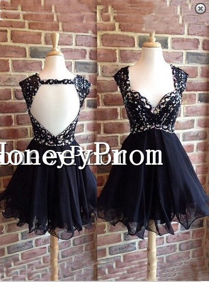 Modern V-neck Cap Sleeve Prom Dresses, Dresses for Prom