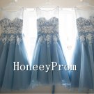 Scoop Chiffon Short Blue Homecoming Dresses, Dresses for Prom