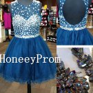 A-line Backless Short Tulle Homecoming Dresses, Dresses for Prom