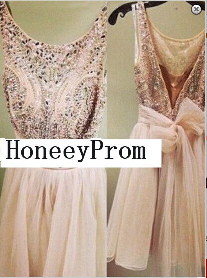 A-line Scoop V-back Mini Homecoming Dresses, Dresses for Prom