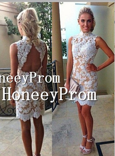 Sexy Column High Neck Sleeveless Homecoming Dresses, Dresses for Prom