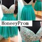 Spaghetti Knee-length Chiffon Beading Homecoming Dresses, Dresses for Prom