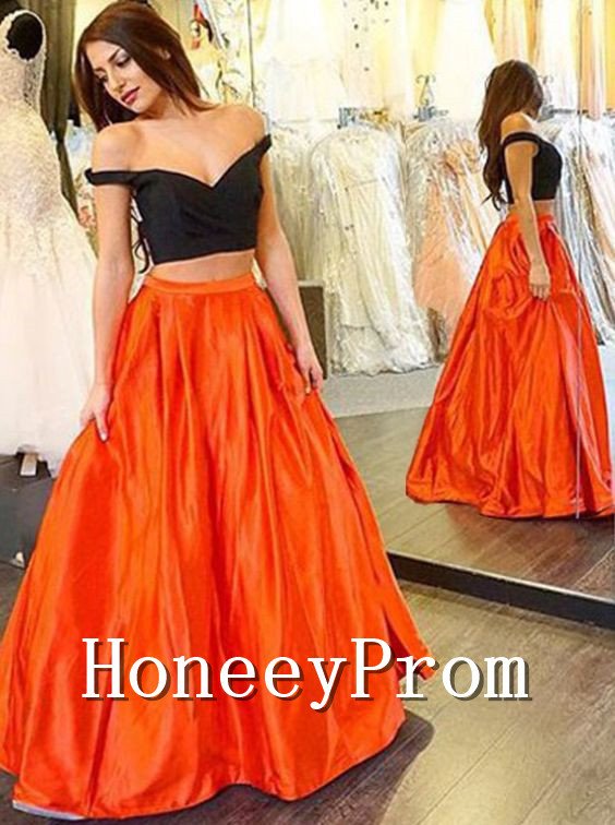 Two Piece Off Shoulder Prom Dresses, Dresses for Prom