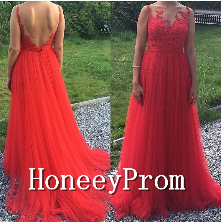 Sleeveless Backless A-Line Chiffon Prom Dresses, Dresses for Prom