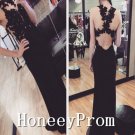 Sleeveless Black Lace Mermaid Prom Dresses, Dresses for Prom