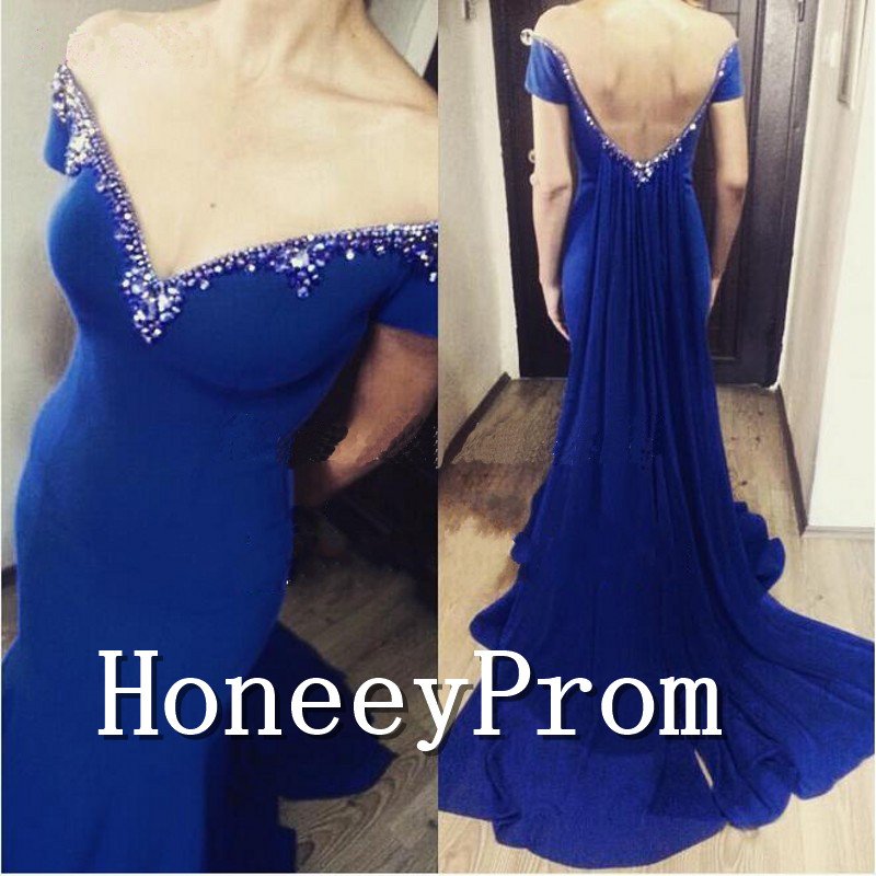 Off Shoulder Royal Blue Prom Dresses, Dresses for Prom