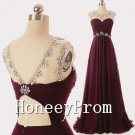 A-Line Beading Crystal Chiffon Prom Dresses, Dresses for Prom