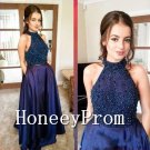 A-Line High Neck Beaded Prom Dresses, Dresses for Prom