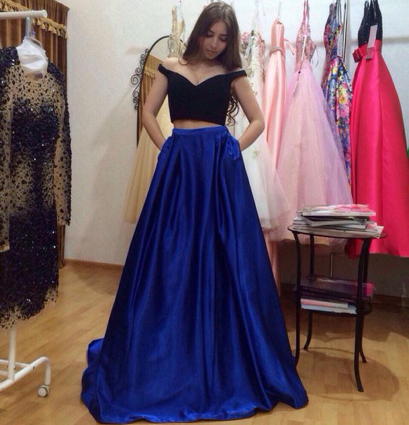 Two Piece Off Shoulder Prom Dresses, Dresses for Prom