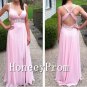 A-Line Pink Cross Back Prom Dresses, Dresses for Prom