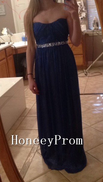 Simple Navy Blue Scoop Prom Dresses, Dresses for Prom