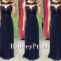 Navy Blue Long Applique Prom Dresses, Dresses for Prom