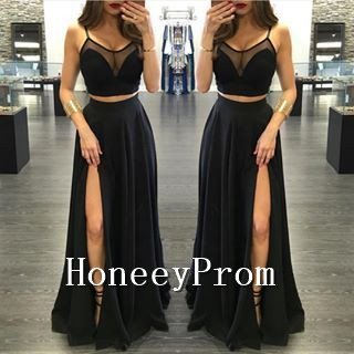 Spaghetti Straps Two Piece Prom Dresses, Dresses for Prom