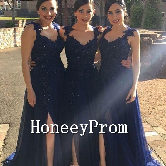 Sleeveless Sparkly Side Slit Prom Dresses, Dresses for Prom