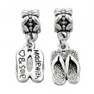 Beach Sand Sandals shoes, Summer vacation charm Pendant fit European bracelet