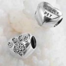 CZ Love My Pet Dog Cat Paw Print Footprint bead For charm Bracelets necklaces