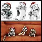 Santas Christmas Bear Puppy Dog Stocking Christmas Gift charm set For Bracelets