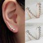 Silver pl Crystal CZ ear vine bar sweep Pin cuff crawlers Climber Earrings