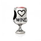 Love Heart Red Wine Drink Glass cup DIY Snake Chain Euro Designer Bracelet charm