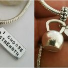 I CHOSE STRENGHT Fitness Weightlifting Gym Kettlebell charm f/Bracelet necklace
