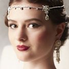Bridal Wedding Tiara Rhinestone teardrop Headpiece Forehead headband hair chain
