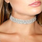 Three row CZ Rhinestone Crystal Choker Collar Necklace,2016 necklace trend