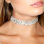 Three row CZ Rhinestone Crystal Choker Collar Necklace,2016 necklace trend