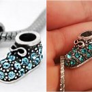 Blue Baby Boy Shoe Bootie New Mom Grand-Son Bead fit European charm bracelet