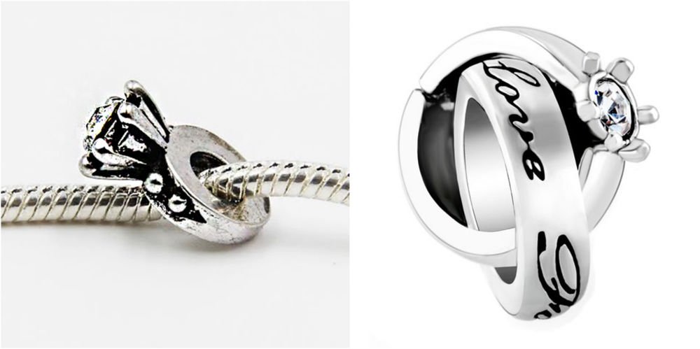 CZ I do, everlasting love Forever Engagement rings charm for European Bracelets