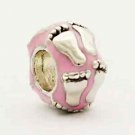Pink Baby Girl Footprint Footsteps Mother daughter charm For European bracelet