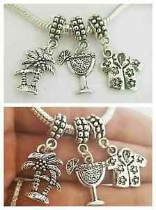 Palm Trees Tropical Vacation cocktail drink Charm Pendant For European bracelet