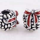 Winter Holiday Red Ribbon Pine Cone Nut Christmas DIY Euro Bracelet Charm bead