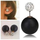 Double sided Front Back Tribal Pearl stud Earrings mise en Shamballa disco ball