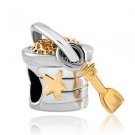 Sand bucket shovel Seashell starfish beach vacation charm bead F/ Euro Bracelet