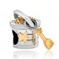 Sand bucket shovel Seashell starfish beach vacation charm bead F/ Euro Bracelet
