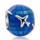 Travel around the World Map Globe Blue Planet airplane bead F/Charm Bracelets