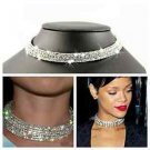 two row CZ Rhinestone Crystal Choker Collar Necklace,2016 necklace trend