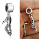 Disney cinderella Glass slippers shoes heels charm pendant F/European bracelet