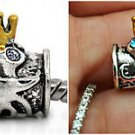 Retired Octopus Kind Of Ocean Crown aquamarin CZ European charm bead bracelets
