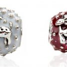 White Winter  Christmas Reindeer Snow Globe Holiday charm For European Bracelets