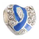 CZ Dark Blue Ribbon Colon Cancer Awareness Charm For European charm bracelets